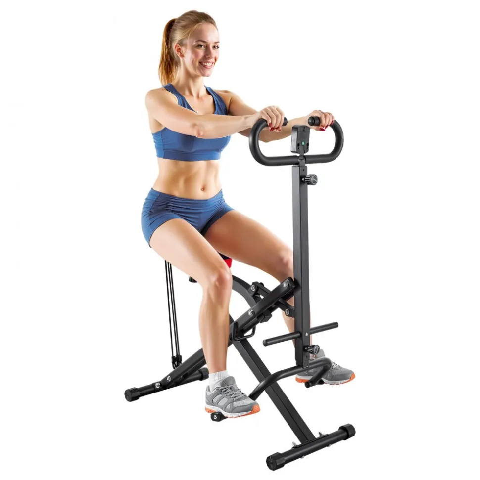 VEVOR Squat Machine, Deep Squat Rowing Machine for Home, Easy Setup & Foldable Exercise Equipment, Glute Trainer Machine with 3 High-Strength Resistance Bands, Glutes & Leg Home Workout Machine, Black