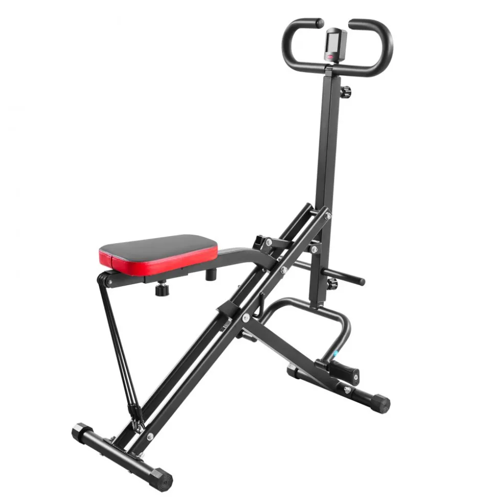 VEVOR Squat Machine, Deep Squat Rowing Machine for Home, Easy Setup & Foldable Exercise Equipment, Glute Trainer Machine with 3 High-Strength Resistance Bands, Glutes & Leg Home Workout Machine, Black