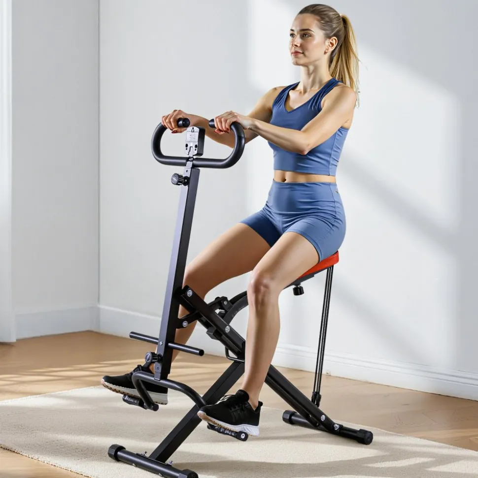 VEVOR Squat Machine, Deep Squat Rowing Machine for Home, Easy Setup & Foldable Exercise Equipment, Glute Trainer Machine with 3 High-Strength Resistance Bands, Glutes & Leg Home Workout Machine, Black