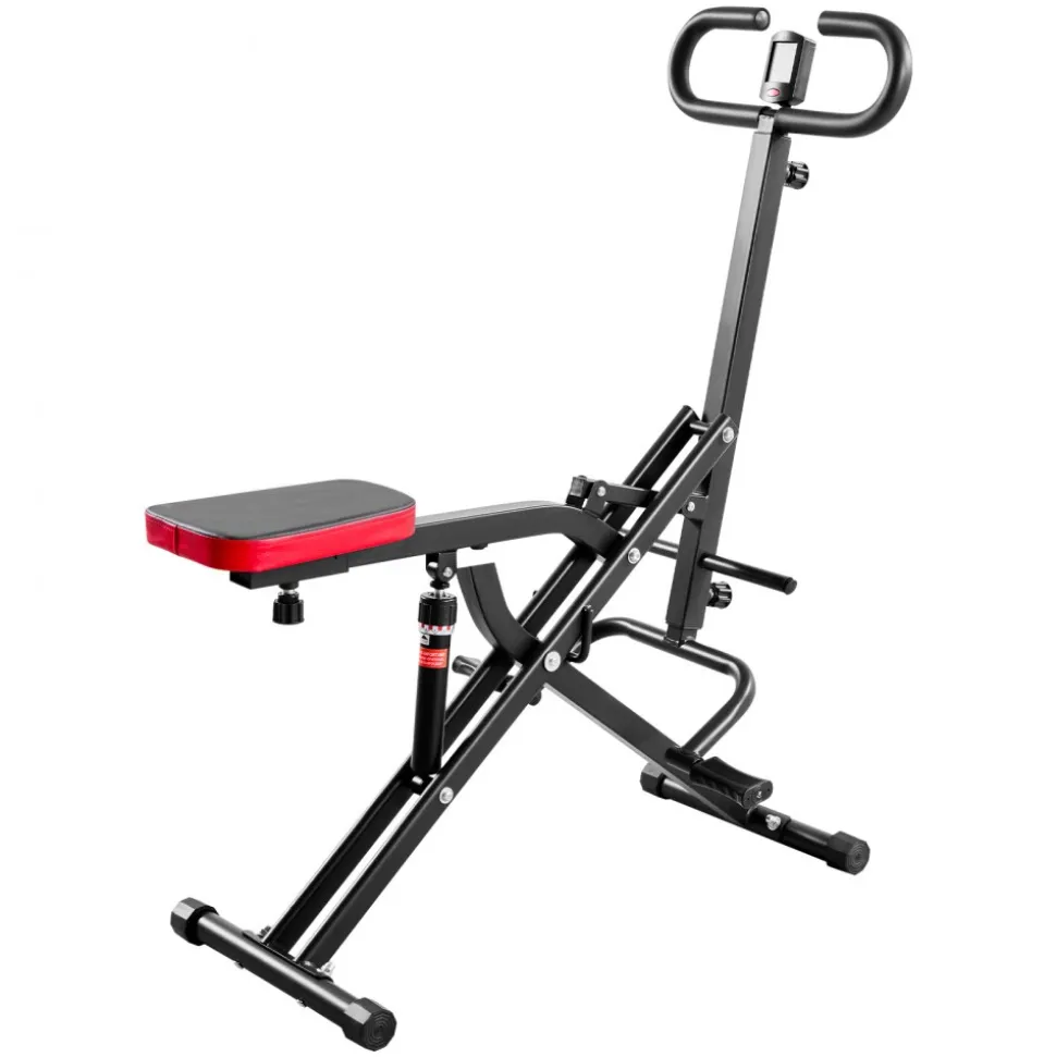 VEVOR Squat Machine, Deep Squat Rowing Machine for Home, Easy Setup & Foldable Exercise Equipment, Glute Trainer Machine with 12-Gear Adjustable Resistance, Glutes & Leg Home Workout Machine, Black