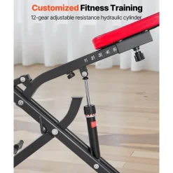 VEVOR Squat Machine, Deep Squat Rowing Machine for Home, Easy Setup & Foldable Exercise Equipment, Glute Trainer Machine with 12-Gear Adjustable Resistance, Glutes & Leg Home Workout Machine, Black