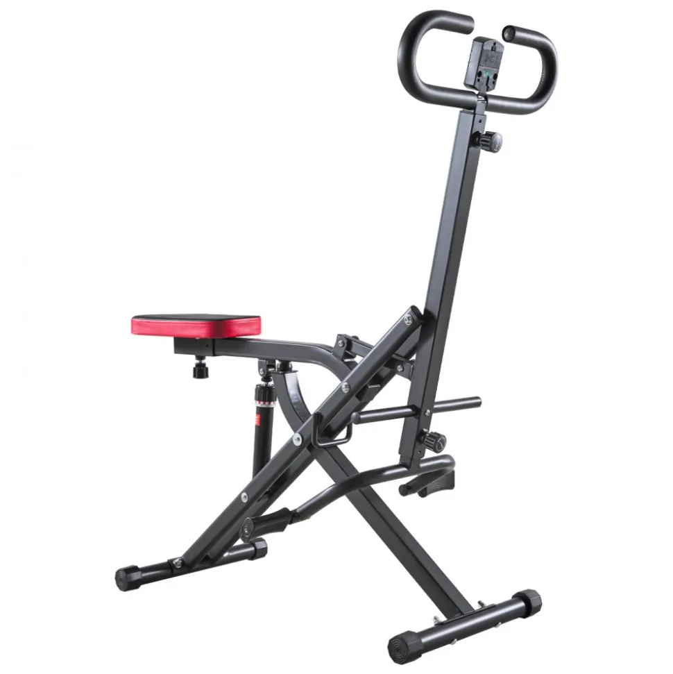 VEVOR Squat Machine, Deep Squat Rowing Machine for Home, Easy Setup & Foldable Exercise Equipment, Glute Trainer Machine with 12-Gear Adjustable Resistance, Glutes & Leg Home Workout Machine, Black
