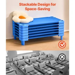 VEVOR Stackable Kiddie Cot, Pack of 6, Portable Toddler Nap Cots, Standard Size 40