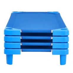 VEVOR Stackable Kiddie Cot, Pack of 4,  Portable Toddler Nap Cots, Standard Size 52" L x 23" W Daycare Cots for Kids, Preschool Classroom Daycare Beds for Sleeping, Resting, Naptime, Blue