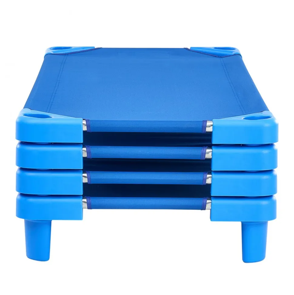 VEVOR Stackable Kiddie Cot, Pack of 6, Portable Toddler Nap Cots, Standard Size 52" L x 23" W Daycare Cots for Kids, Preschool Classroom Daycare Beds for Sleeping, Resting, Naptime, Blue