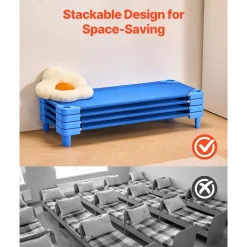 VEVOR Stackable Kiddie Cot, Pack of 6, Portable Toddler Nap Cots, Standard Size 52