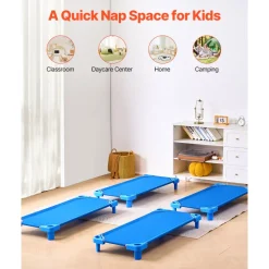 VEVOR Stackable Kiddie Cot, Pack of 6, Portable Toddler Nap Cots, Standard Size 52