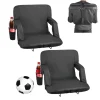 VEVOR Stadium Seat, 6 Adjustable Angle Wide Bleacher Chair, 2.9'' Cushion Padded Stadium Seat with Armrest and Back Support, Stadiums Chair with Hook Cupholder for Picnics, Beach Sports, and Gaming