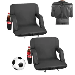 VEVOR Stadium Seat, 6 Adjustable Angle Wide Bleacher Chair, 2.9'' Cushion Padded Stadium Seat with Armrest and Back Support, Stadiums Chair with Hook Cupholder for Picnics, Beach Sports, and Gaming
