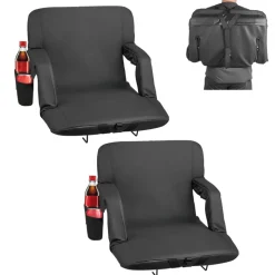VEVOR Stadium Seat, 6 Adjustable Angle Bleacher Chair, 2.75'' Cushion Stadium Seat with Back Support and Armrest, Wide Bleacher Chair with Hook Pocket Cupholder for Picnics, Beach Sports, and Gaming