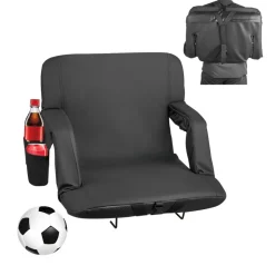VEVOR Stadium Seat, 6 Adjustable Angle Bleacher Chair, 2.9'' Cushion Stadium Seat with Back Support and Armrest, Wide Bleacher Chair with Hook Pocket Cupholder for Picnics, Beach Sports, and Gaming