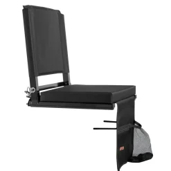 VEVOR Stadium Seat, Folding Bleacher Chair with Back Support and Thick Cushion, Padded Stadium Seat for Bleacher Includes Shoulder Strap, Hooks, Cup Holder, and Side Pocket, Black Bleachers Chair