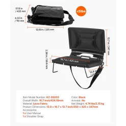 VEVOR Stadium Seat, Folding Bleacher Chair with Back Support and Thick Cushion, Padded Stadium Seat for Bleacher Includes Shoulder Strap, Hooks, Cup Holder, Lycra Material, Side Pocket, PP Material