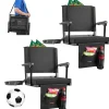 VEVOR Stadium Seat, Portable Bleacher Seat with Armrest, Back Support and Thick Cushion, Bench Chair for Bleacher Includes Shoulder Strap, Hooks, Cup Holder, Black Football Bleachers Seats, 2PCS