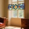 VEVOR Stained Glass Window Panel, 35.1" x 12.9" Tiffany Style Hanging Transom Window Panel with Chain, Large Horizontal Rectangle Stain Glass, Vintage Traditional Art Handcrafts for Kitchen Home Decor