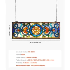 VEVOR Stained Glass Window Panel, 35.1