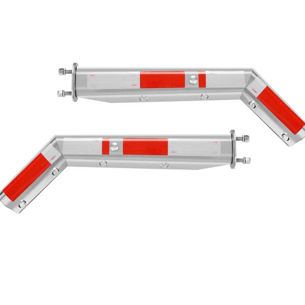 VEVOR Stainless Steel Angled Spring Loaded Mud Flap Hangers, 2-1/2" Bolt Spacing Mudflap Hangers for Semi Trucks, 1 Pair Heavy Duty Semi Truck Mud Flap Hanger Set with Reflective Strips, Silver