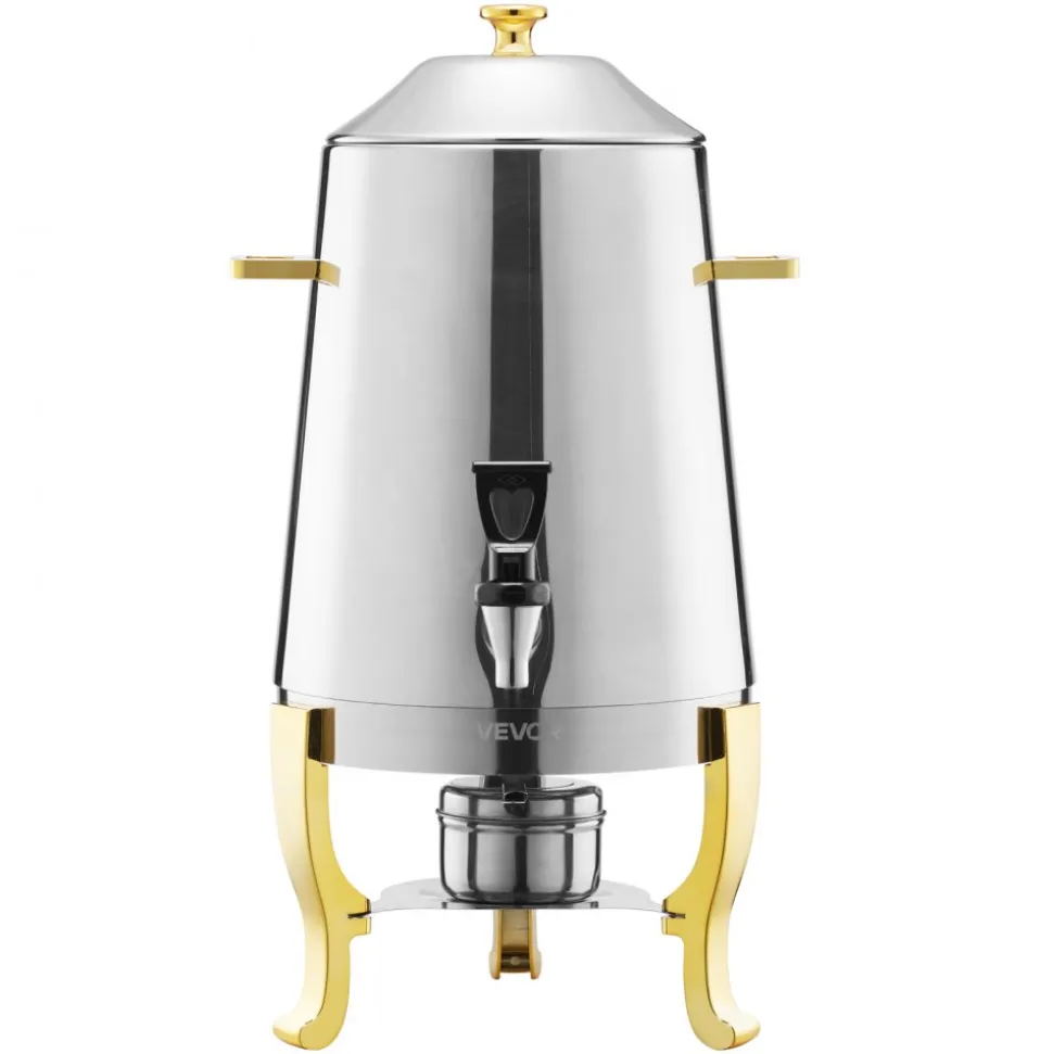 VEVOR Stainless Steel Beverage Dispenser, 3.4 Gallon Drink Dispenser with Alcohol Burner, Hot & Cold Drink Dispensers with Spigot for Coffee Tea Hot Water, Ideal for Restaurants, Hotels, Parties