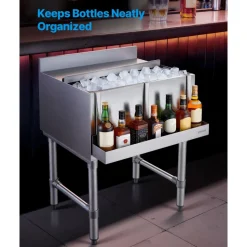 VEVOR Stainless Steel Bottle Holder, 24 Inch Bar Speed Rail, Liquor Bottle Holder Rack with Bolt-On Mounting & Hook-On Mounting, Wall Mounted Syrup Rack for Kitchen, Bar, Restaurant, Pub, Silver