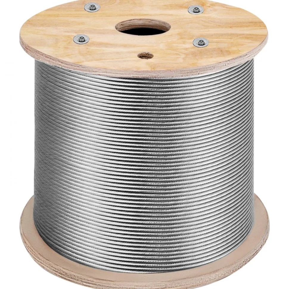 VEVOR Stainless Steel Cable 3/16"x 1000ft, T316 Marine Grade Deck Cable Railing, 1x19 Strands Construction Braided Aircraft Cable for Deck Rail String Lights Hanging Porch Fence DIY Baluster