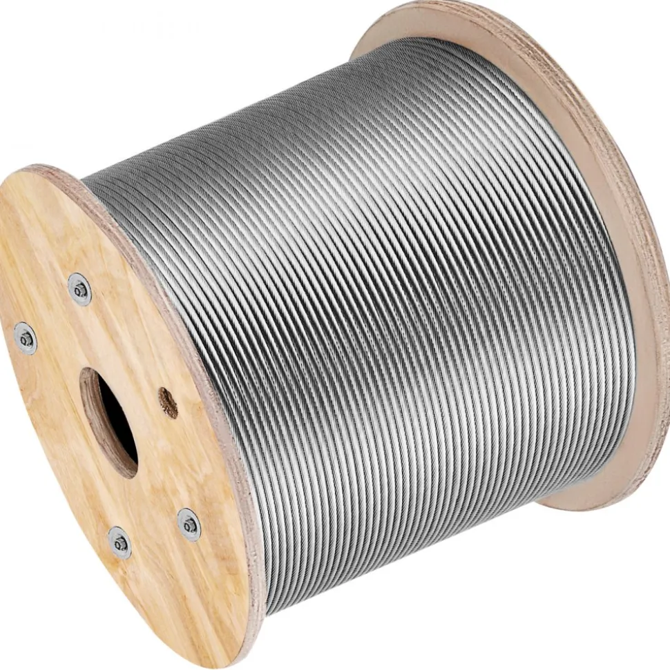 VEVOR Stainless Steel Cable 3/16"x 1000ft, T316 Marine Grade Deck Cable Railing, 1x19 Strands Construction Braided Aircraft Cable for Deck Rail String Lights Hanging Porch Fence DIY Baluster