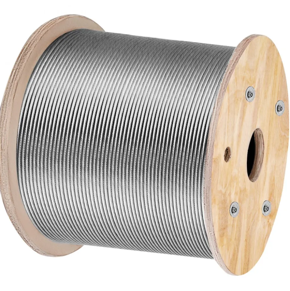 VEVOR Stainless Steel Cable 3/16"x 1000ft, T316 Marine Grade Deck Cable Railing, 1x19 Strands Construction Braided Aircraft Cable for Deck Rail String Lights Hanging Porch Fence DIY Baluster