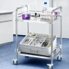 VEVOR Stainless Steel Cart, 2-Tier Rolling Lab Utility Cart with Lockable Wheels, Medical Serving Trolley Clinic Tray, Heavy Duty Mobile Service Storage Tray for Hospital, Restaurant, Kitchen, Salon