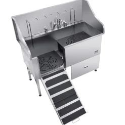 VEVOR Stainless Steel Dog Washing Station, 62 inch Pet Grooming Tub w/ Stairs, PE Water Filter Board, Faucet & Showerhead & Soap Holder Dog Bathtub for Large & Medium & Small Pets (Right Door)
