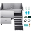 VEVOR Stainless Steel Dog Washing Station, 61 inch Pet Grooming Tub w/ Ramp, Water Filter Board, Faucet & Showerhead & Leash Dog Bathtub for Large & Medium & Small Pets (Right Door)