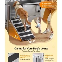 VEVOR Stainless Steel Dog Washing Station, 61 inch Pet Grooming Tub w/ Ramp, Water Filter Board, Faucet & Showerhead & Leash Dog Bathtub for Large & Medium & Small Pets (Right Door)