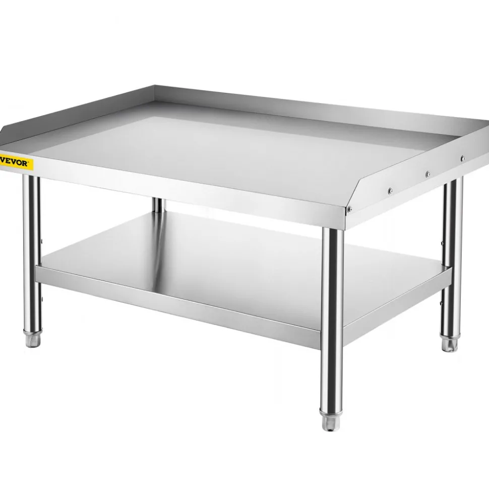 VEVOR Stainless Steel Equipment Grill Stand, 48 x 30 x 24 Inches Stainless Table, Grill Stand Table with Adjustable Storage Undershelf, Equipment Stand Grill Table for Hotel, Home, Restaurant Kitchen