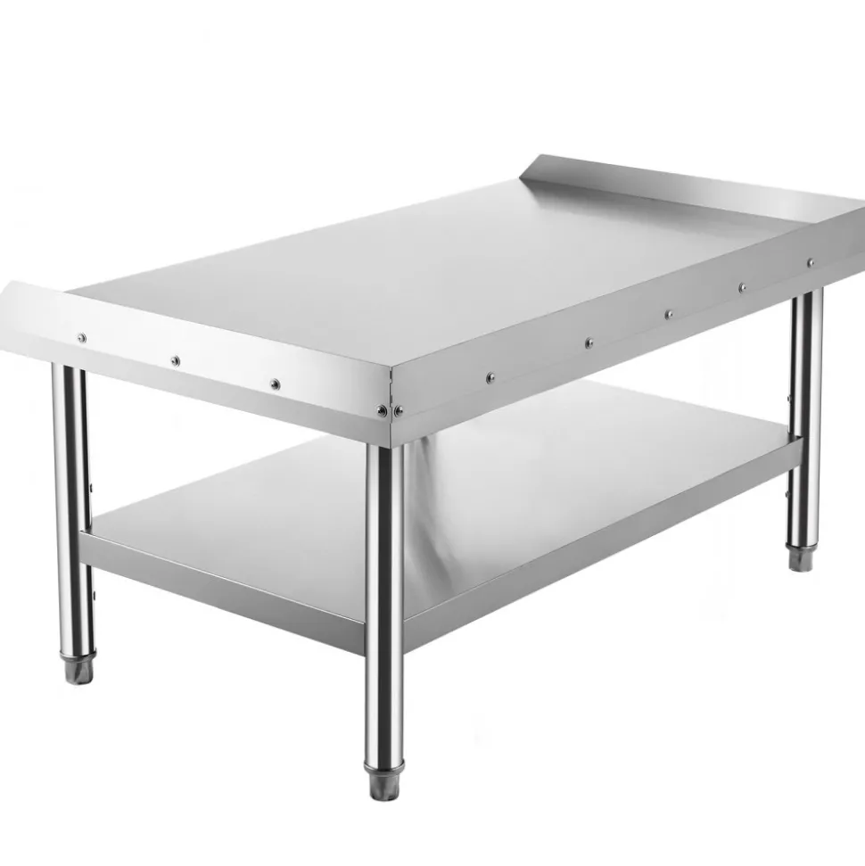 VEVOR Stainless Steel Equipment Grill Stand, 48 x 30 x 24 Inches Stainless Table, Grill Stand Table with Adjustable Storage Undershelf, Equipment Stand Grill Table for Hotel, Home, Restaurant Kitchen