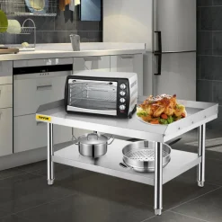 VEVOR Stainless Steel Equipment Grill Stand, 48 x 30 x 24 Inches Stainless Table, Grill Stand Table with Adjustable Storage Undershelf, Equipment Stand Grill Table for Hotel, Home, Restaurant Kitchen