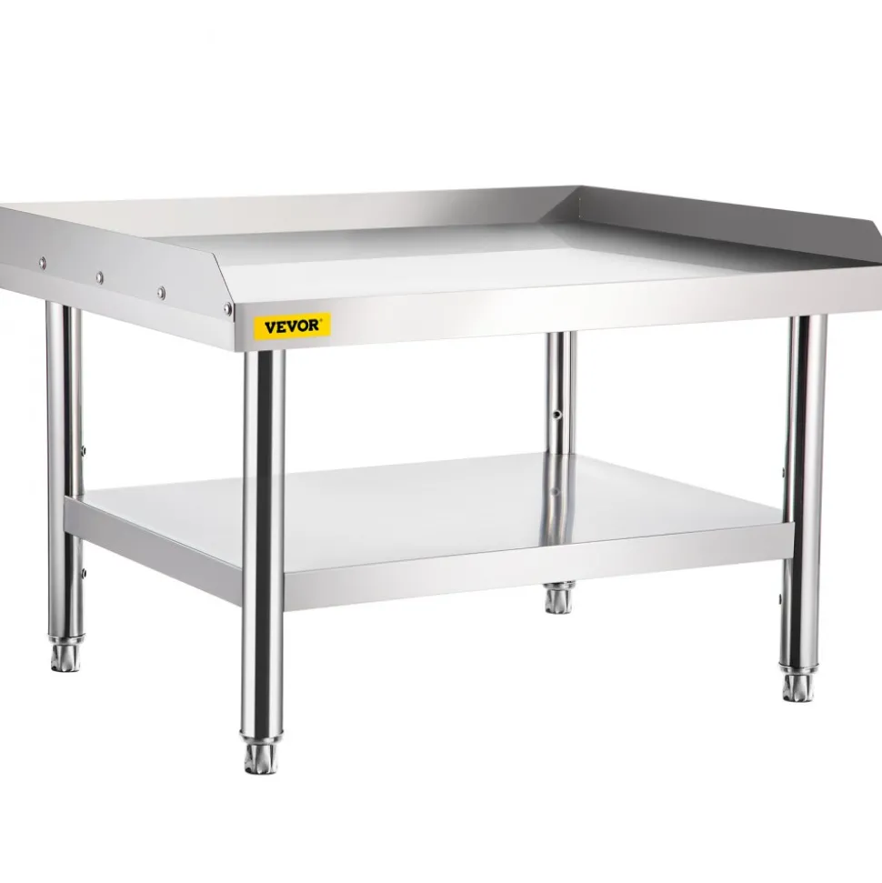 VEVOR Stainless Steel Equipment Grill Stand, 48 x 30 x 24 Inches Stainless Table, Grill Stand Table with Adjustable Storage Undershelf, Equipment Stand Grill Table for Hotel, Home, Restaurant Kitchen