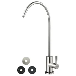 VEVOR Stainless Steel Faucet, Lead-Free Drinking Water Faucets, Reverse Osmosis Faucet with Solid Brass Valve, High Arch Filtered Water Faucets For Kitchen Sink, Bar Counter, Cafe Shop, Brushed Nickel