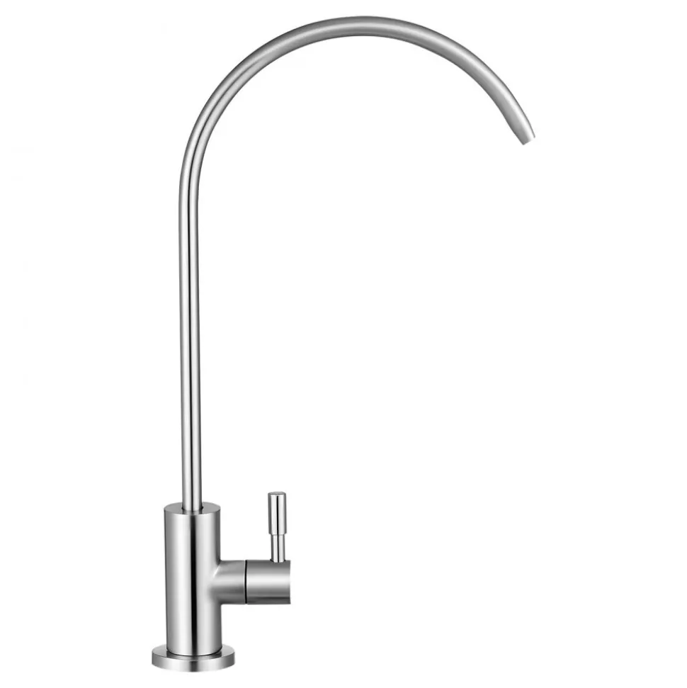 VEVOR Stainless Steel Faucet, Lead-Free Drinking Water Faucets, Reverse Osmosis Faucet with Solid Brass Valve, High Arch Filtered Water Faucets For Kitchen Sink, Bar Counter, Cafe Shop, Brushed Nickel