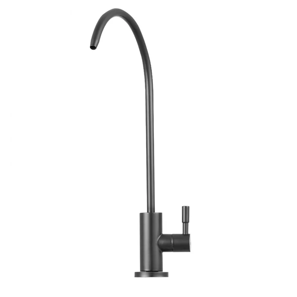 VEVOR Stainless Steel Faucet, Lead-Free Water Purifier Faucets, Reverse Osmosis Faucet with Solid Brass Valve, High Arch Drinking Water Faucets For Kitchen Sink, Bar Counter, Cafe Shop, Matte Black