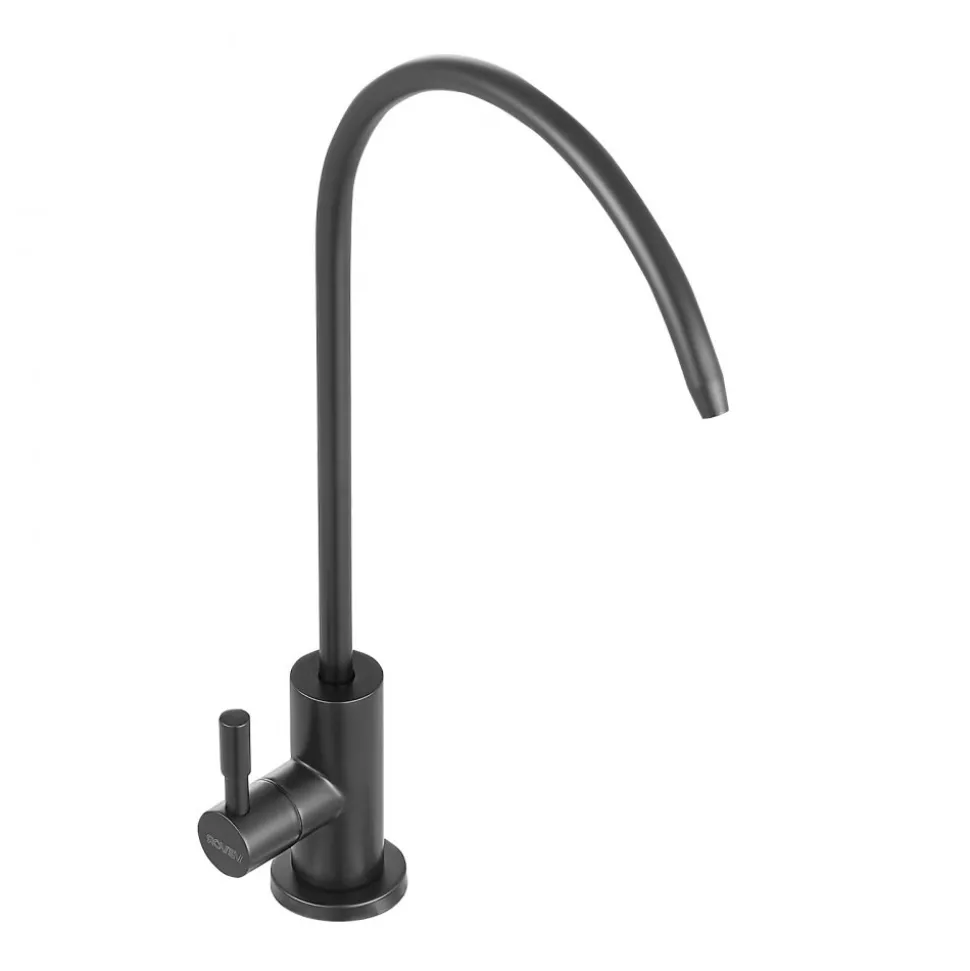 VEVOR Stainless Steel Faucet, Lead-Free Water Purifier Faucets, Reverse Osmosis Faucet with Solid Brass Valve, High Arch Drinking Water Faucets For Kitchen Sink, Bar Counter, Cafe Shop, Matte Black