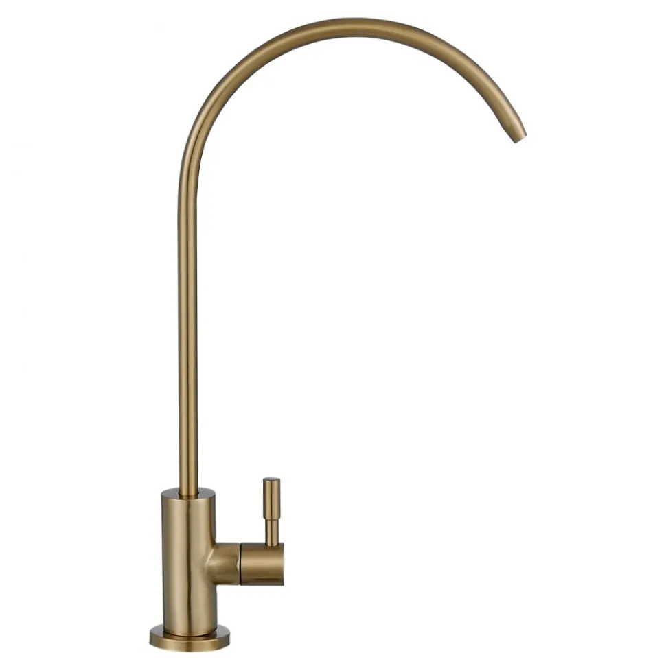 VEVOR Stainless Steel Faucet, Lead-Free Water Purifier Faucet, Filter Water Faucets With Solid Brass Valve, Anti-Rust & Durability Ro Water Faucets For Kitchen, Bar Counter, Cafe Shop, Brushed Gold