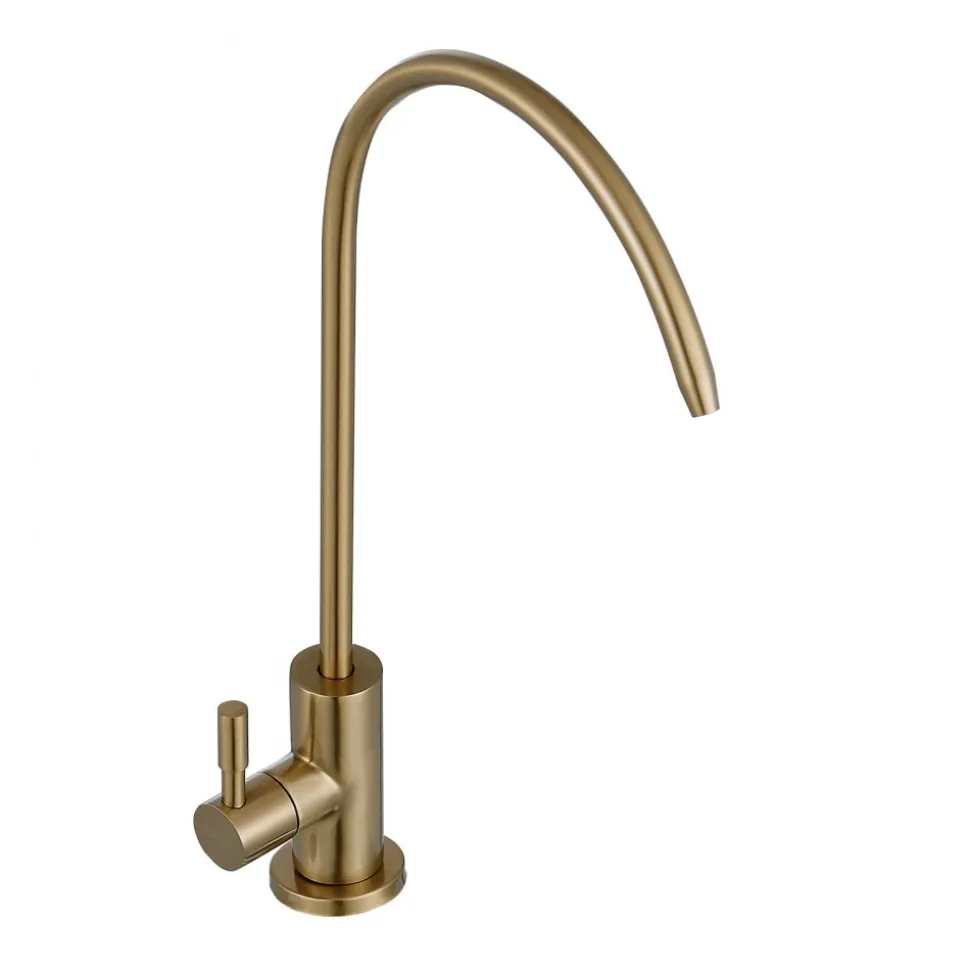 VEVOR Stainless Steel Faucet, Lead-Free Water Purifier Faucet, Filter Water Faucets With Solid Brass Valve, Anti-Rust & Durability Ro Water Faucets For Kitchen, Bar Counter, Cafe Shop, Brushed Gold