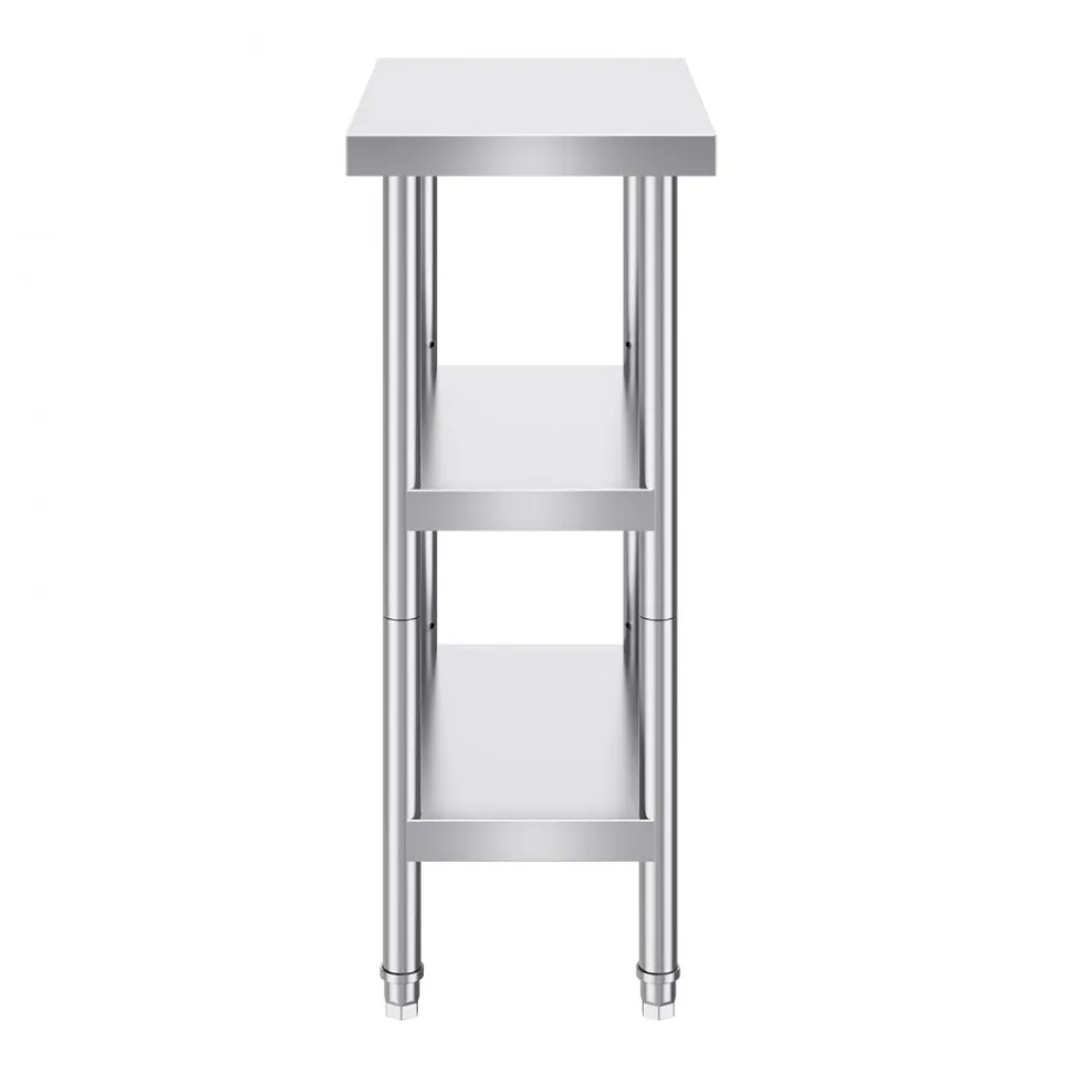 VEVOR Stainless Steel Food Prep Table, 14 x 24 x 34 Inch Commercial Kitchen Worktable, with 2 Adjustable Undershelf, Heavy Duty Prep Table Metal Work Table for BBQ, Kitchen, Home, and Garage