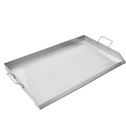 VEVOR Stainless Steel Griddle, 23x16 inch Universal Flat Top Rectangular Plate, Gas Grill Griddle for BBQ Grill, Teppanyaki, Portable Family Cookware with Handle, for Camping Tailgating Party