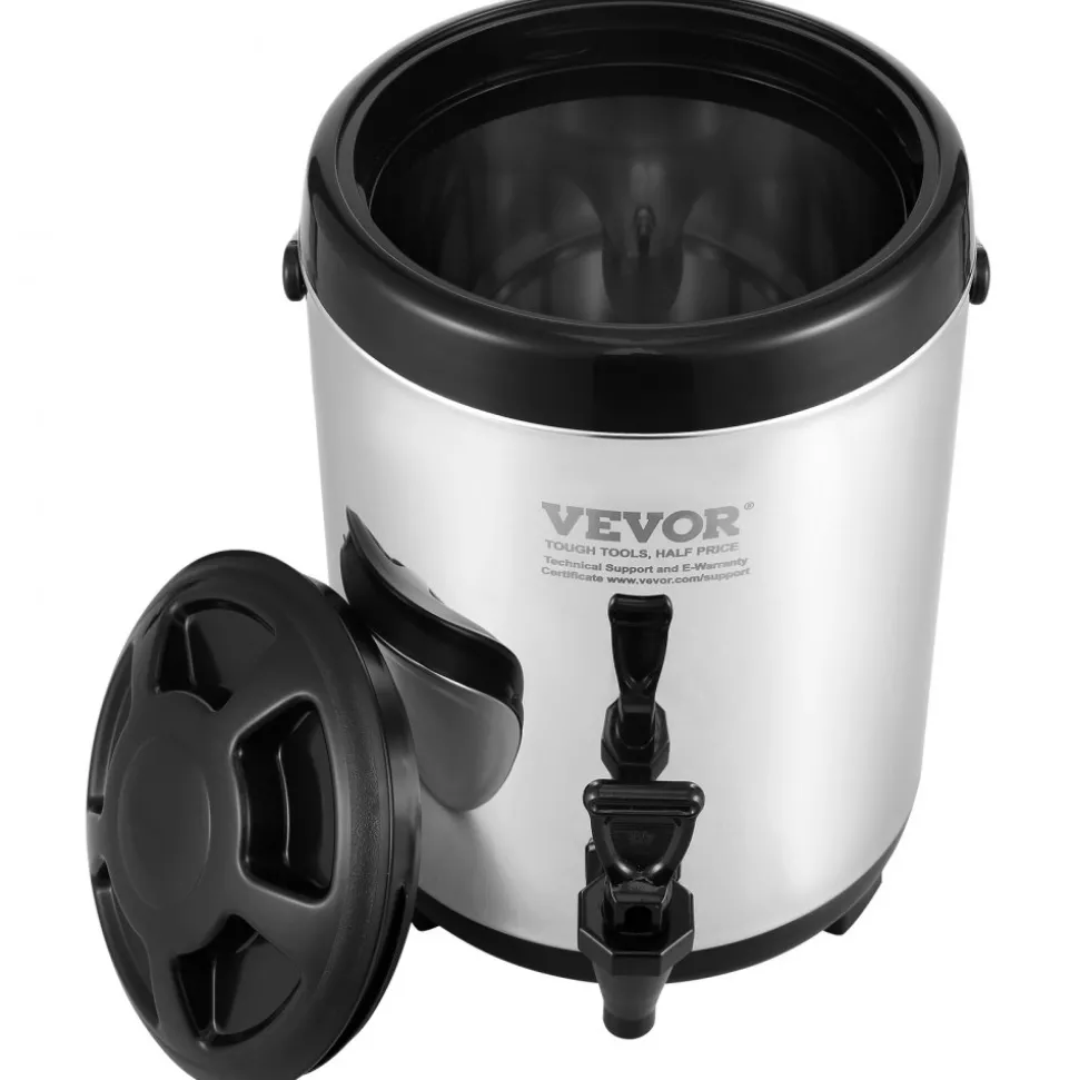 VEVOR Stainless Steel Insulated Beverage Dispenser, 1.5 Gallon 6 Liter, Thermal Hot and Cold Drink Server Dispenser with Spigot Handle, Food-grade for Hot Tea Coffee Water Restaurant Drink Shop