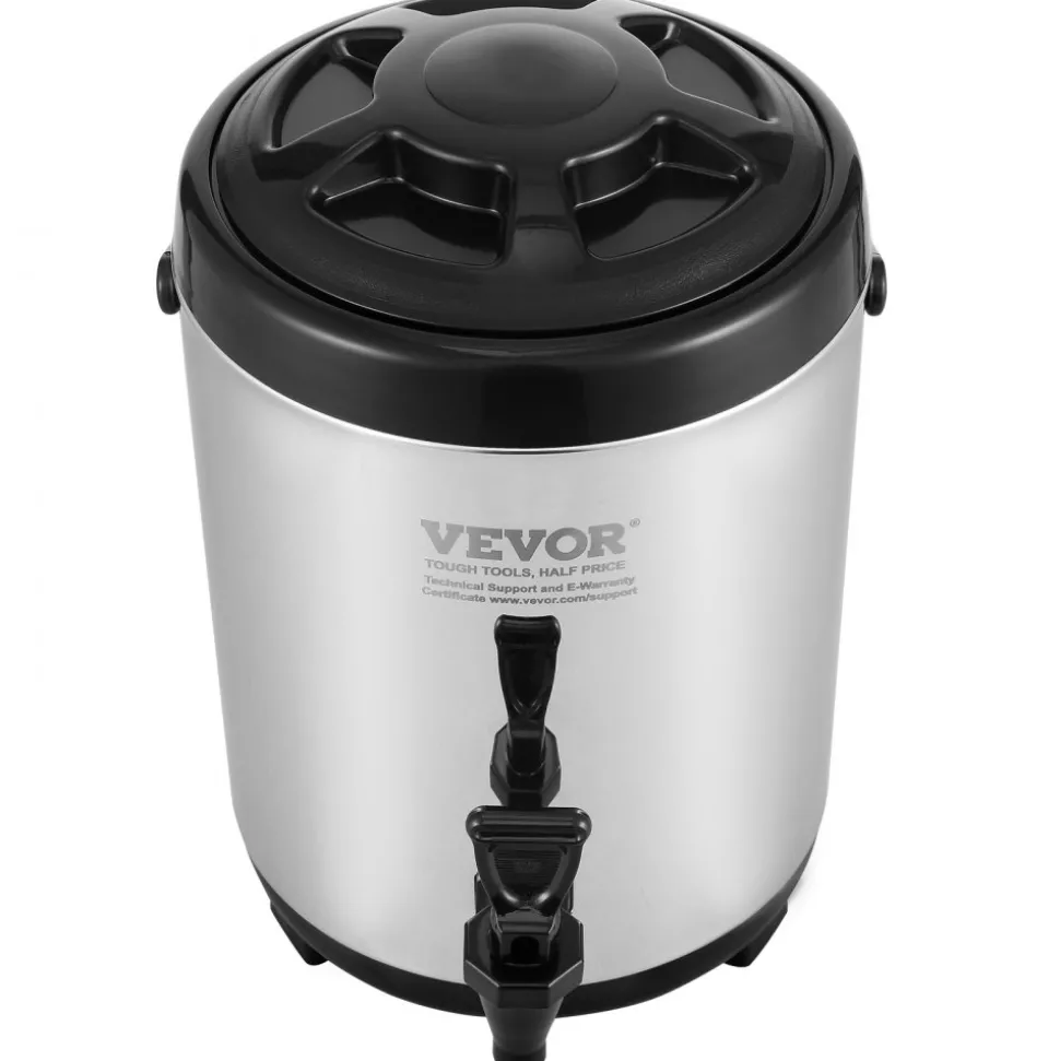 VEVOR Stainless Steel Insulated Beverage Dispenser, 1.5 Gallon 6 Liter, Thermal Hot and Cold Drink Server Dispenser with Spigot Handle, Food-grade for Hot Tea Coffee Water Restaurant Drink Shop
