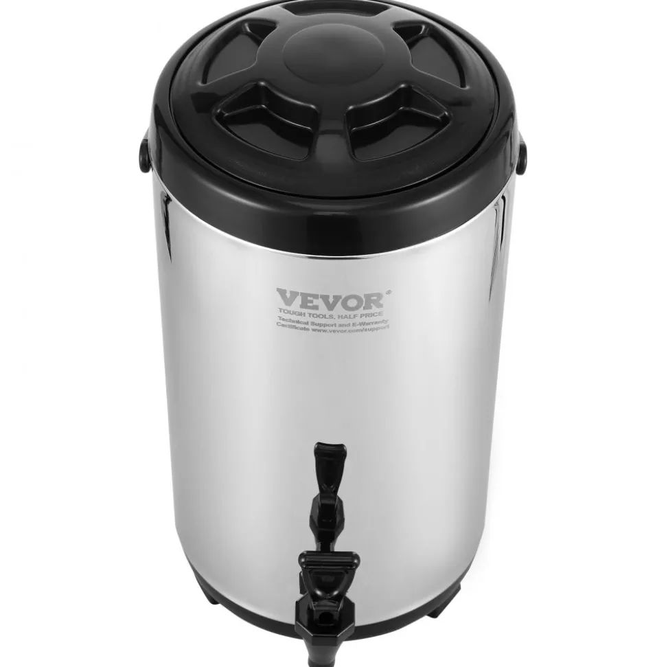 VEVOR Stainless Steel Insulated Beverage Dispenser, 2.4 Gallon 9.2 Liter, Thermal Hot and Cold Drink Server Dispenser with Spigot Handle, Food-grade for Hot Tea Coffee Water Restaurant Drink Shop