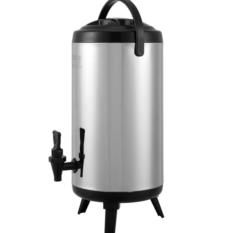 VEVOR Stainless Steel Insulated Beverage Dispenser, 2.4 Gallon 9.2 Liter, Thermal Hot and Cold Drink Server Dispenser with Spigot Handle, Food-grade for Hot Tea Coffee Water Restaurant Drink Shop
