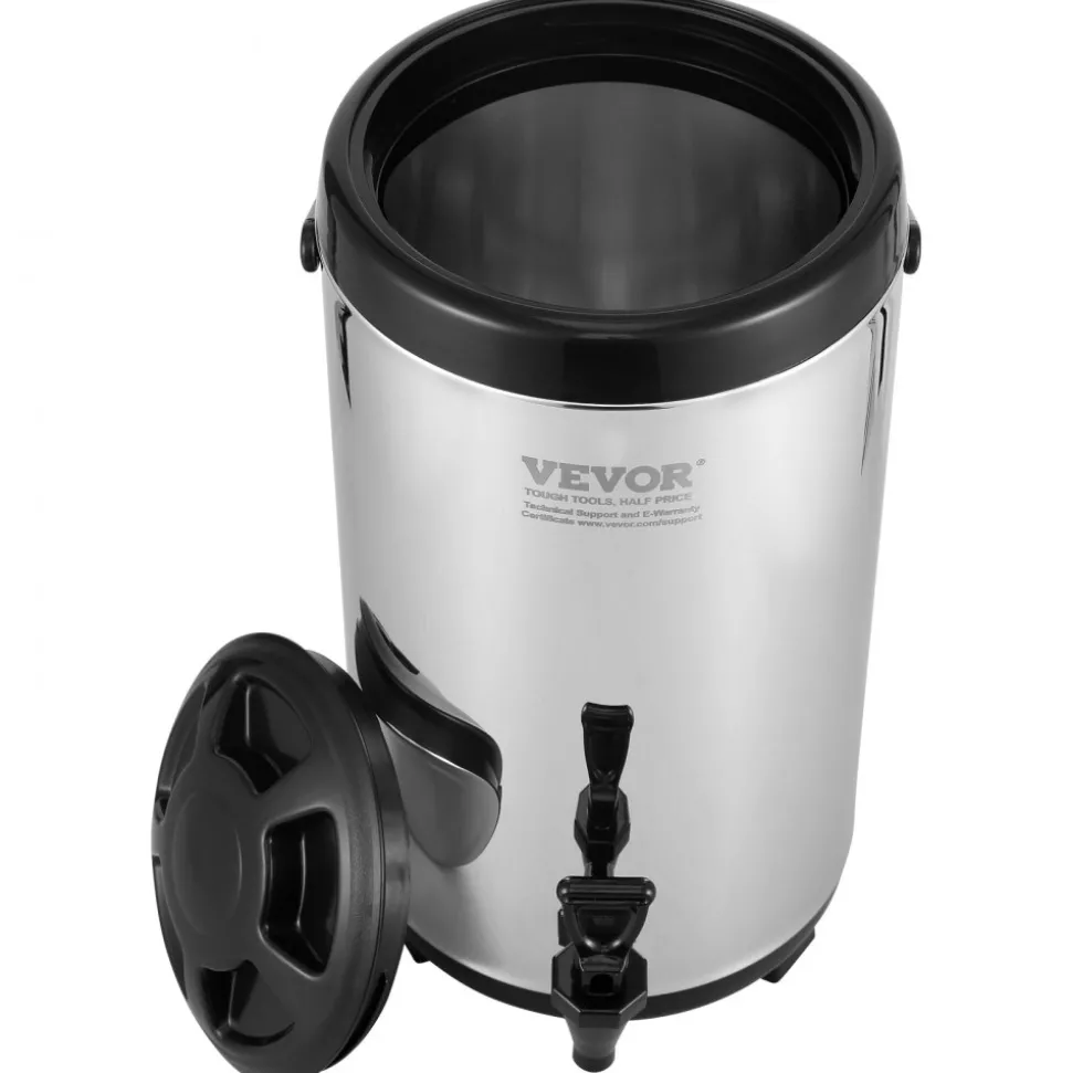 VEVOR Stainless Steel Insulated Beverage Dispenser, 2.4 Gallon 9.2 Liter, Thermal Hot and Cold Drink Server Dispenser with Spigot Handle, Food-grade for Hot Tea Coffee Water Restaurant Drink Shop