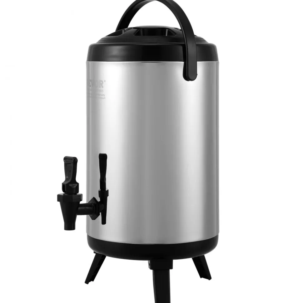 VEVOR Stainless Steel Insulated Beverage Dispenser, 2 Gallon 7.6 Liter, Thermal Hot and Cold Drink Server Dispenser with Spigot Handle, Food-grade for Hot Tea Coffee Water Restaurant Drink Shop