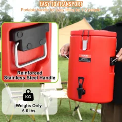 VEVOR Stainless Steel Insulated Beverage Dispenser, 4.5 Gallon 17.2 Liter, Thermal Hot and Cold Drink Server Dispenser with Spigot Handle, Food-grade for Hot Tea Coffee Water Restaurant Drink Shop