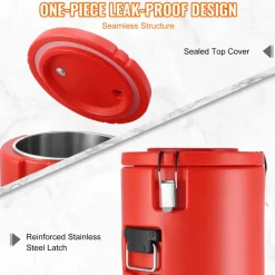 VEVOR Stainless Steel Insulated Beverage Dispenser, 4.5 Gallon 17.2 Liter, Thermal Hot and Cold Drink Server Dispenser with Spigot Handle, Food-grade for Hot Tea Coffee Water Restaurant Drink Shop